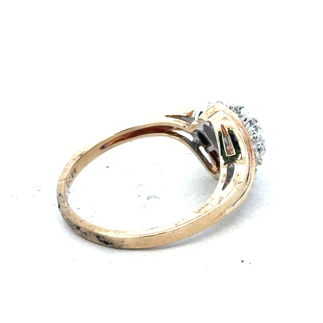 9ct yellow gold diamond ring with 0.26 carats of diamonds, size P, featuring a sleek and elegant design.