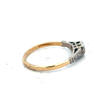 18ct yellow gold diamond ring in size N, featuring a classic design with sparkling diamonds on a polished band.