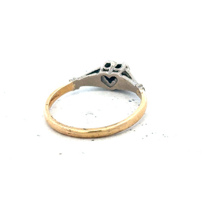 18ct yellow gold diamond ring size N with sparkling diamonds, unbranded, showcasing a detailed close-up of the elegant jewelry piece.