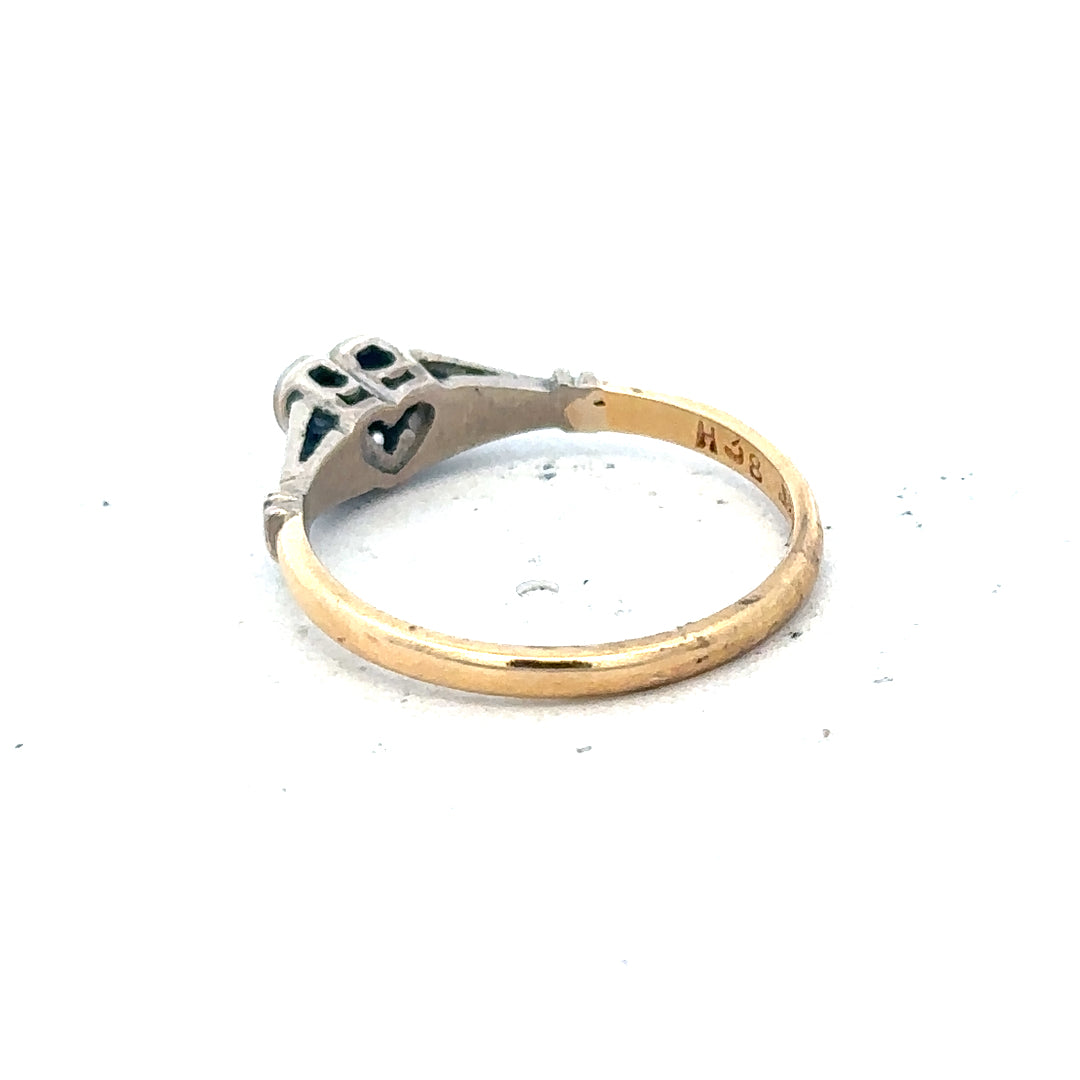 18ct yellow gold diamond ring size N with sparkling diamonds, elegant jewelry piece, unbranded, close-up shot.