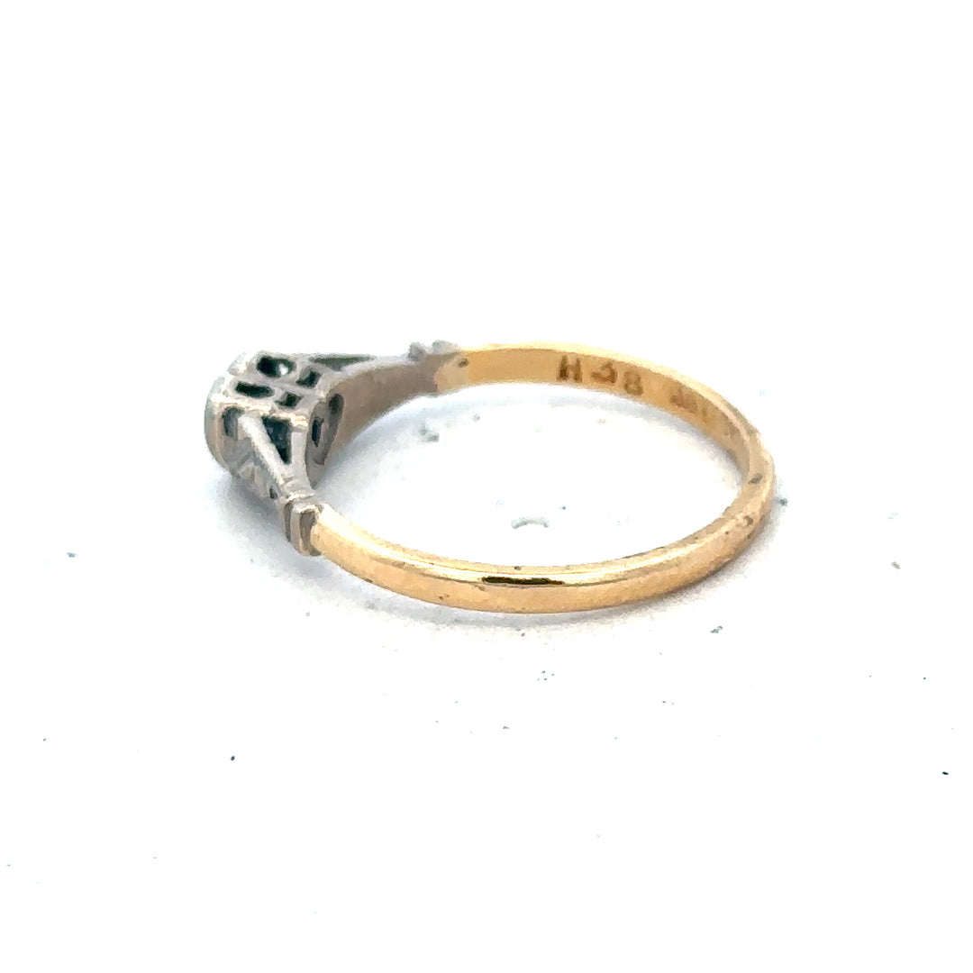 18ct yellow gold diamond ring in size N with sparkling diamonds, unbranded jewelry, close-up view of the elegant design.