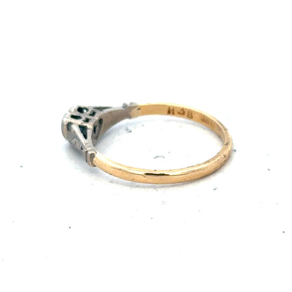 18ct yellow gold diamond ring in size N with sparkling diamonds, unbranded jewelry, close-up view of the elegant design.