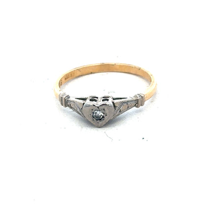 18ct yellow gold diamond ring size N, unbranded, featuring a detailed band with sparkling diamonds visible in the image.