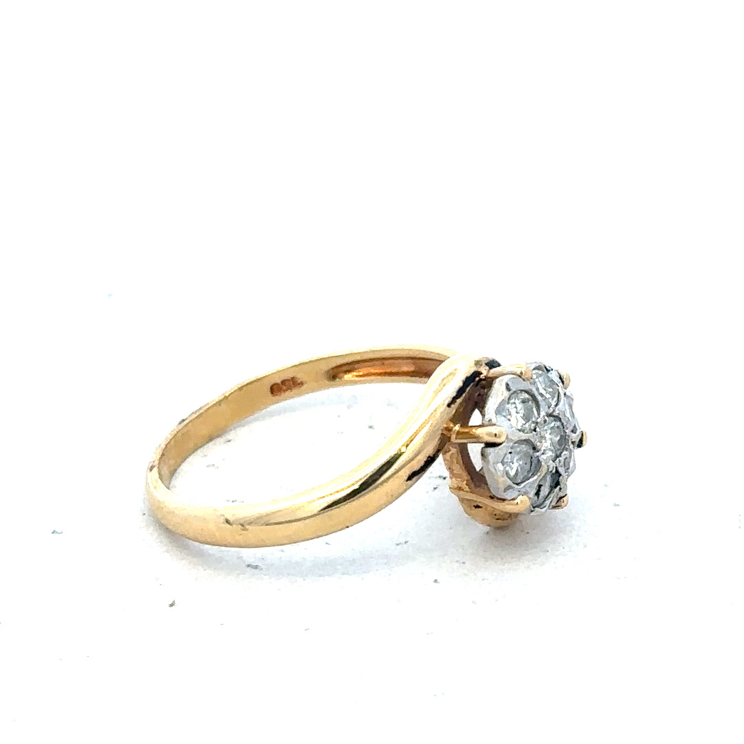 18ct yellow gold diamond ring size L1/2 with sparkling diamonds, showcasing a luxurious and elegant jewelry piece.