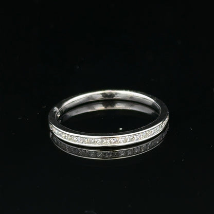 18ct white gold diamond ring in size Q1/2 with sparkling diamonds, showcasing elegant jewelry craftsmanship.