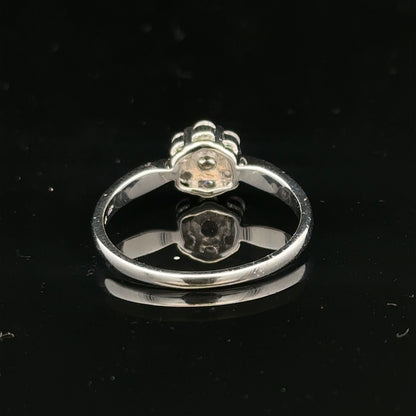 9ct white gold diamond cluster ring in size O 1/2, featuring a sparkling diamond cluster design.