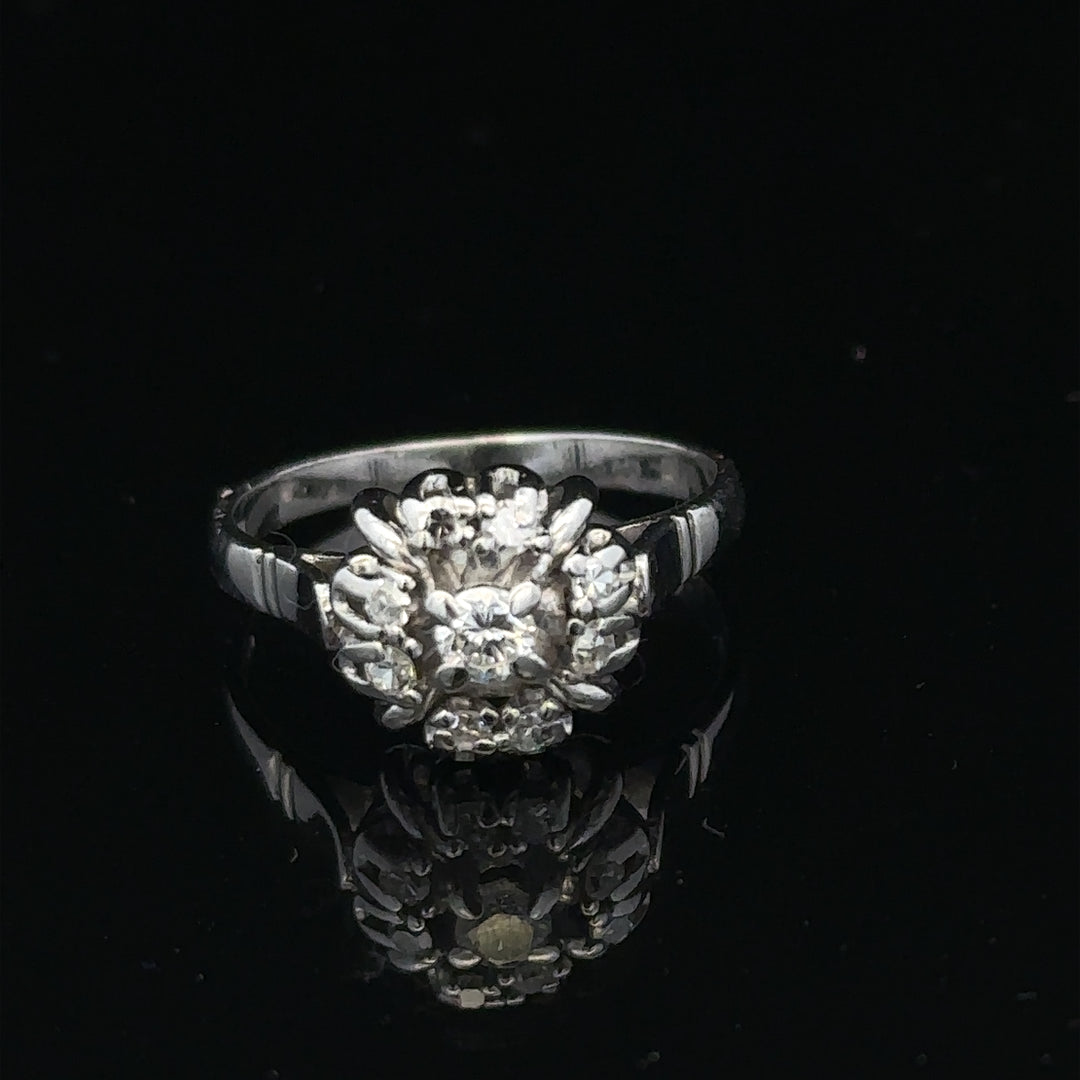 9ct white gold cluster diamond ring sh26395b