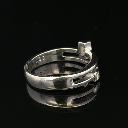 9ct white gold diamond ring size N with sparkling diamonds, unbranded jewelry piece on a plain background.