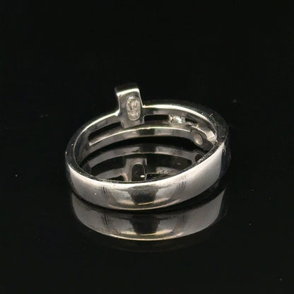 9ct white gold diamond ring size N with sparkling diamonds, elegant jewelry piece with a polished band and intricate design.