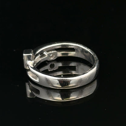 9ct white gold diamond ring size N with sparkling diamonds, showcasing a sleek and elegant jewelry design.