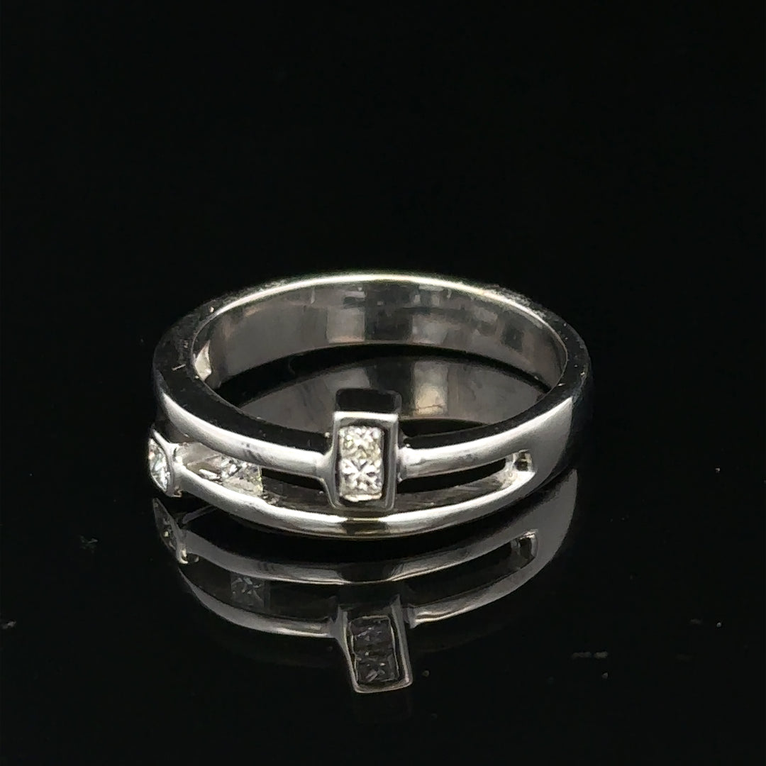 9ct white gold diamond ring in size N with sparkling diamonds, elegant jewelry piece, unbranded.