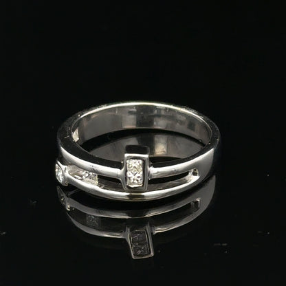 9ct white gold diamond ring in size N with sparkling diamonds, elegant jewelry piece, unbranded.