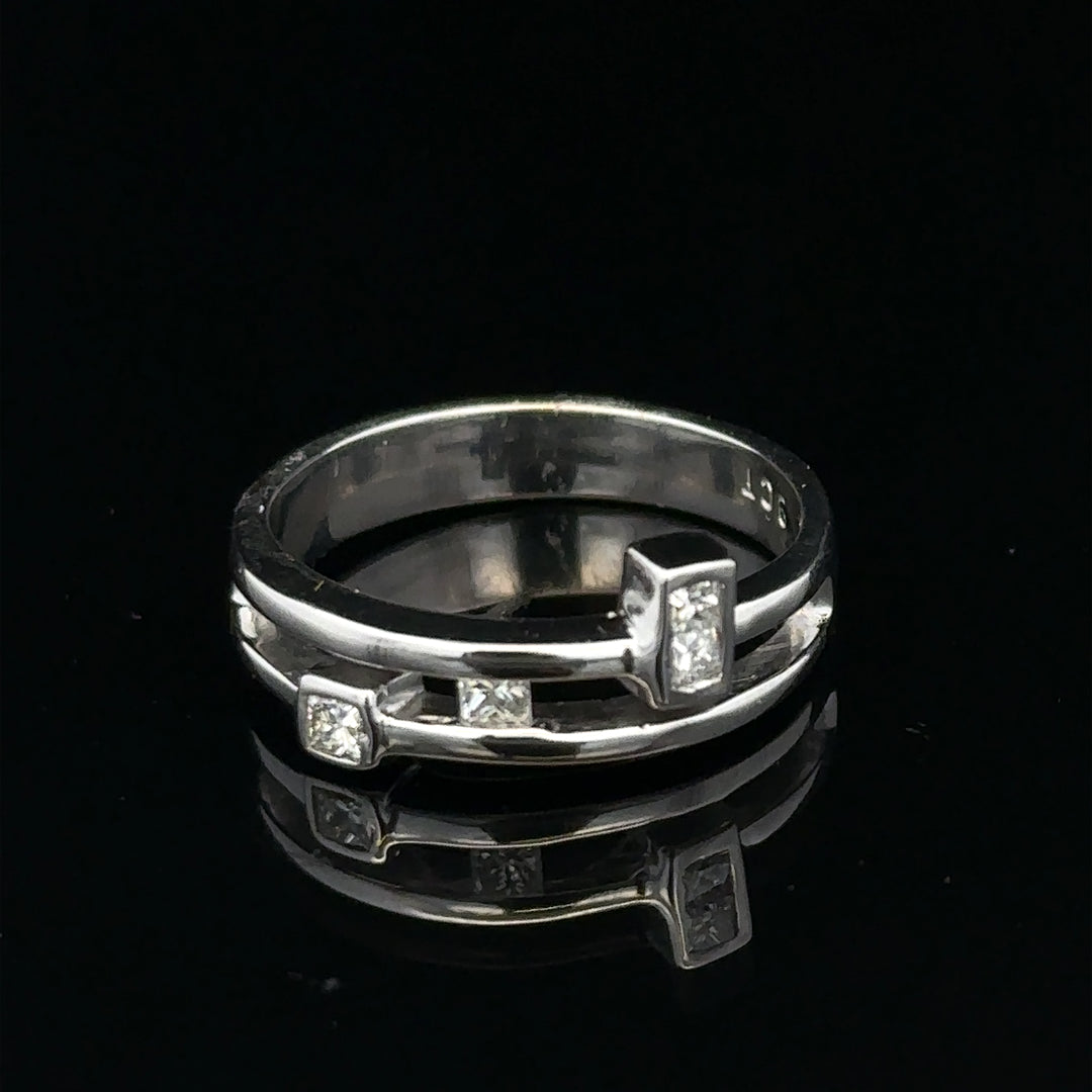 9ct white gold diamond ring in size N with sparkling diamonds, elegant jewelry piece with a polished finish