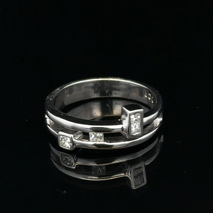 9ct white gold diamond ring in size N with sparkling diamonds, elegant jewelry piece with a polished finish
