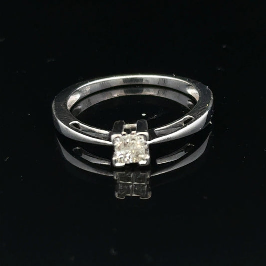9ct white gold diamond ring with sparkling diamonds set in a classic band design.
