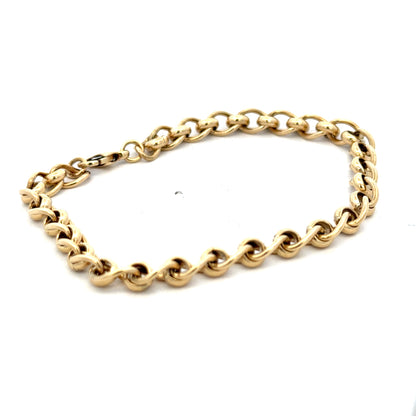 9ct yellow gold rollerball bracelet by Reeves and Sons with a sleek design, weighing 13.2g, showcased in a close-up image.