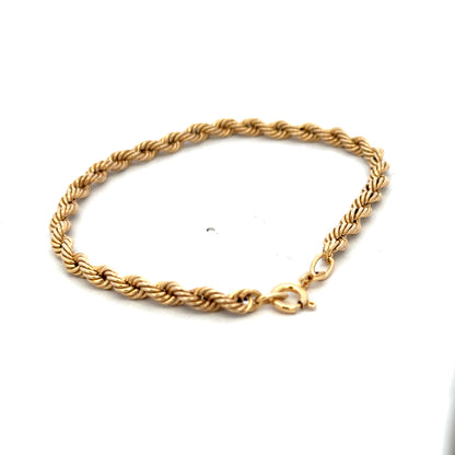 9ct yellow gold rope bracelet from Reeves and Sons, featuring a textured twisted design and lightweight 2.4g.