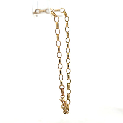 9ct yellow gold belcher bracelet by Reeves and Sons, 3g, featuring interlinked gold chain design.