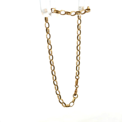 9ct yellow gold belcher bracelet weighing 3g, featuring classic chain links, by Reeves and Sons.