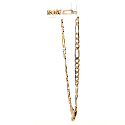 9ct yellow gold figaro bracelet by Reeves and Sons, 4.2g, featuring interlinked oval and round chain links.