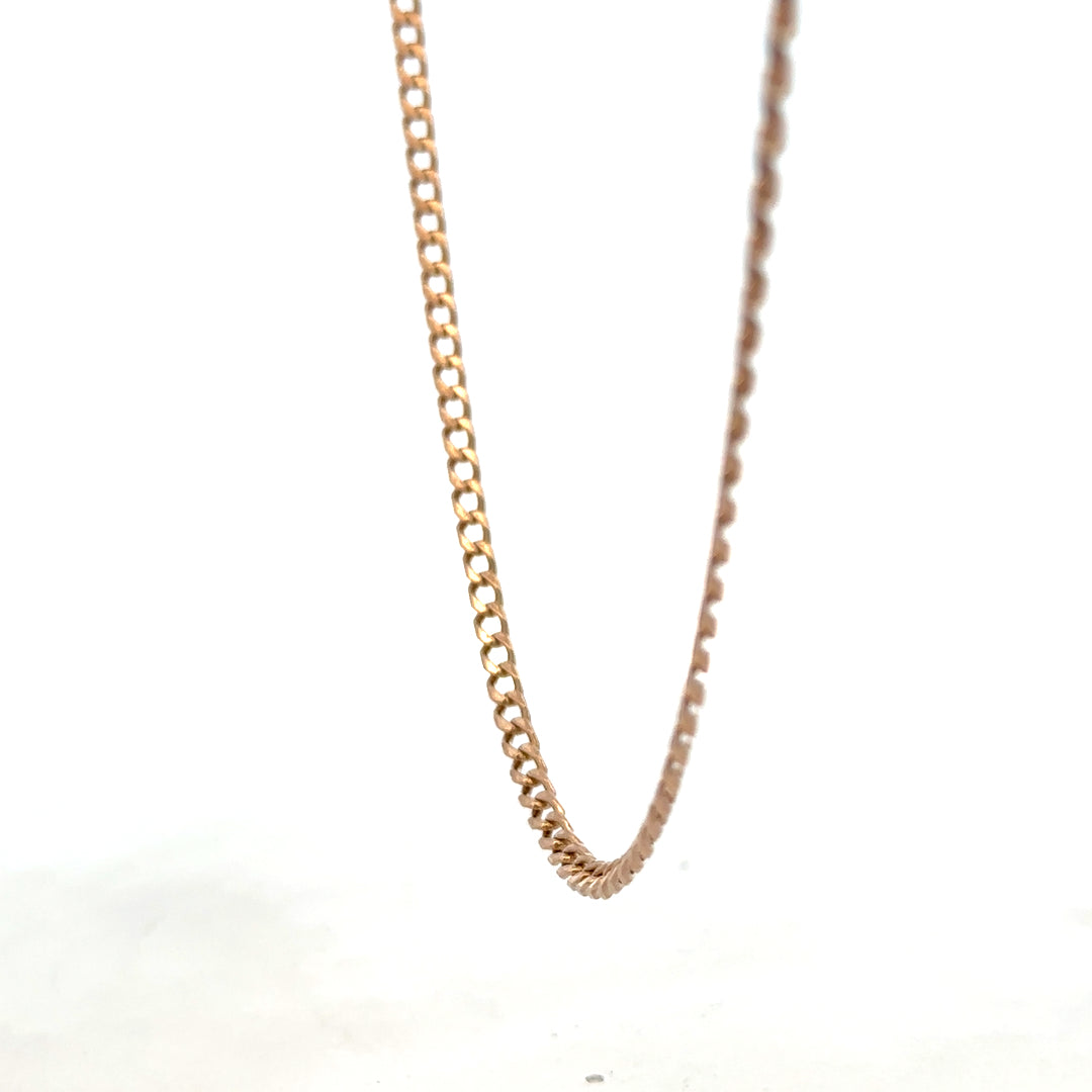 9ct yellow gold chain from Reeves and Sons, weighing 15.8g, with intricate links and polished finish, displayed on a neutral background.