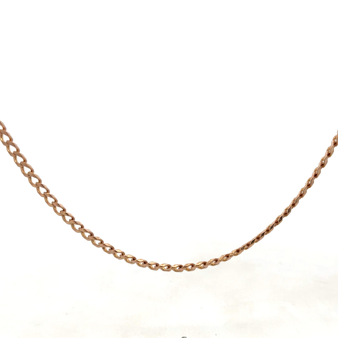 9ct yellow gold chain by Reeves and Sons, 15.8g, showcasing a detailed view of the elegant jewelry piece.