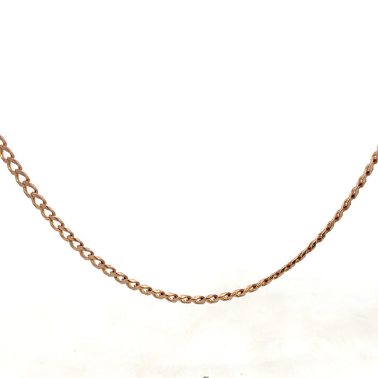 9ct yellow gold chain by Reeves and Sons, 15.8g, showcasing a detailed view of the elegant jewelry piece.