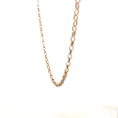 9ct yellow gold belcher chain from Reeves and Sons, showing a close-up of the 11.1g chain with detailed links.