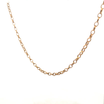 9ct yellow gold belcher chain with a polished finish, weighing 11.1g, from Reeves and Sons.