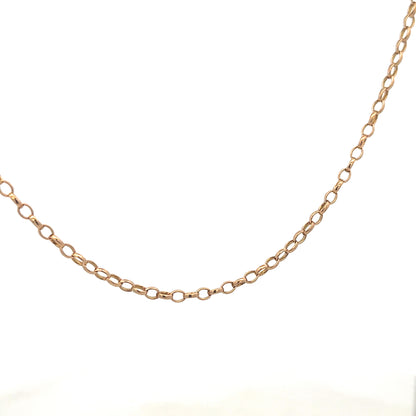 9ct yellow gold belcher chain weighing 11.1g, featuring classic linked design, crafted by Reeves and Sons.