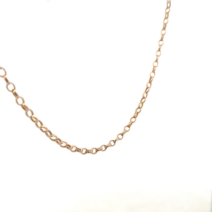 9ct yellow gold belcher chain from Reeves and Sons, displaying its shiny, linked design and detailed craftsmanship.