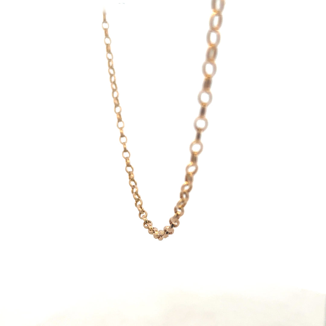 9ct yellow gold belcher chain with 11.1g, showcasing a classic jewelry chain design from Reeves and Sons.