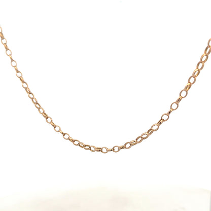 9ct yellow gold belcher chain from Reeves and Sons, showcasing its textured links and elegant design on a neutral background