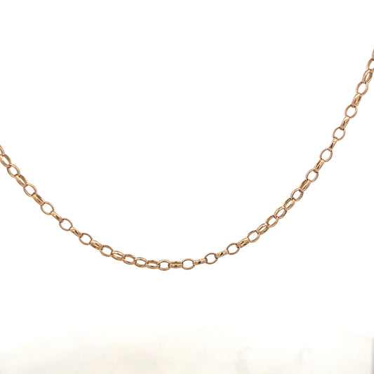 9ct yellow gold belcher chain weighing 11.1g, crafted by Reeves and Sons, displayed against a neutral background.