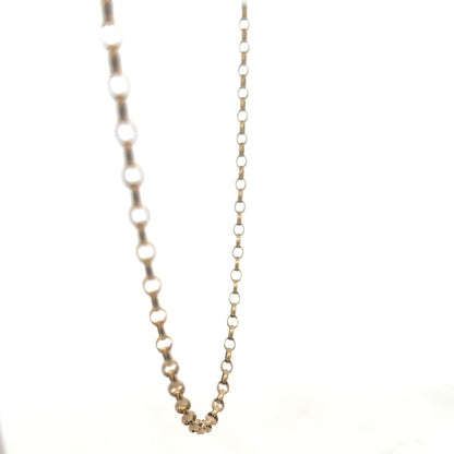 9ct yellow gold belcher chain with a polished finish, weighing 10.2g, from Reeves and Sons.