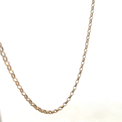 9ct yellow gold belcher chain weighing 10.2g, featuring classic linked design, crafted by Reeves and Sons.