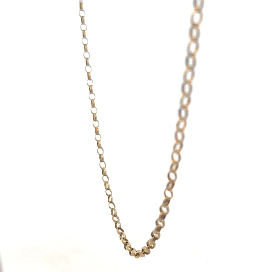 9ct yellow gold belcher chain weighing 10.2g, crafted by Reeves and Sons, displayed on a plain background.