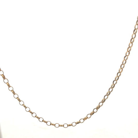 9ct yellow gold belcher chain weighing 10.2g, featuring classic interlinked gold loops from Reeves and Sons.