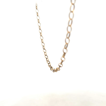 9ct yellow gold belcher chain with a textured link design, weighing 5.6g, from Reeves and Sons.