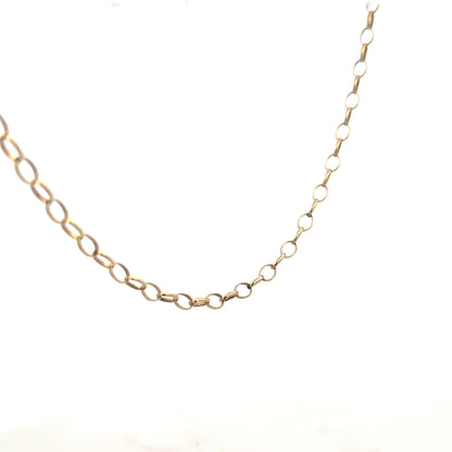 9ct yellow gold belcher chain weighing 5.6g, Reeves and Sons jewelry with a classic linked design and polished finish.