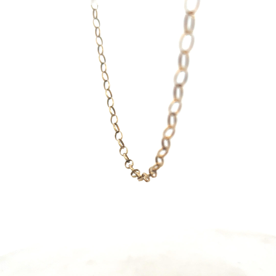 9ct yellow gold belcher chain from Reeves and Sons, showing its linked chain design and gold finish in close-up detail.