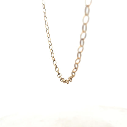 9ct yellow gold belcher chain from Reeves and Sons, showing its linked chain design and gold finish in close-up detail.