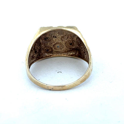 9ct yellow gold diamond ring size Z by Reeves and Sons, featuring a sparkling diamond setting and polished band.