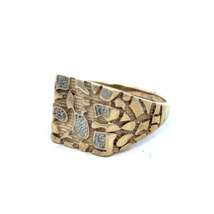 9ct yellow gold diamond ring in size Z featuring sparkling diamonds, crafted by Reeves and Sons.