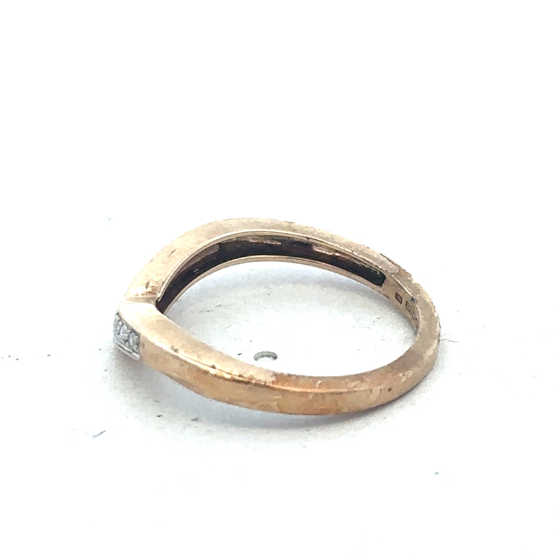 9ct yellow gold diamond wishbone ring by Reeves and Sons with sparkling diamonds and a graceful wishbone design.