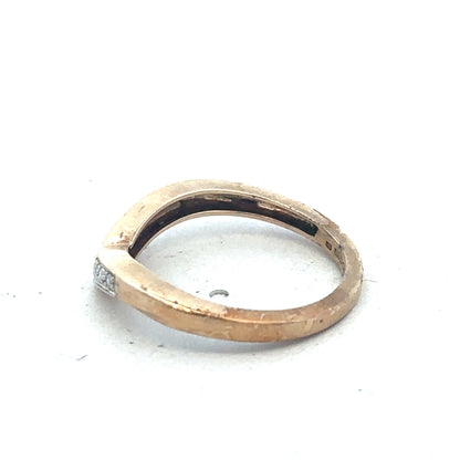 9ct yellow gold diamond wishbone ring by Reeves and Sons with sparkling diamonds and a graceful wishbone design.