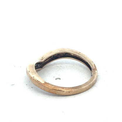 9ct yellow gold diamond wishbone ring by Reeves and Sons featuring sparkling diamonds and a delicate wishbone design.