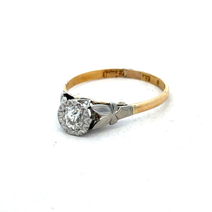 18ct yellow gold diamond ring by Reeves and Sons, featuring a sparkling diamond setting and elegant design.