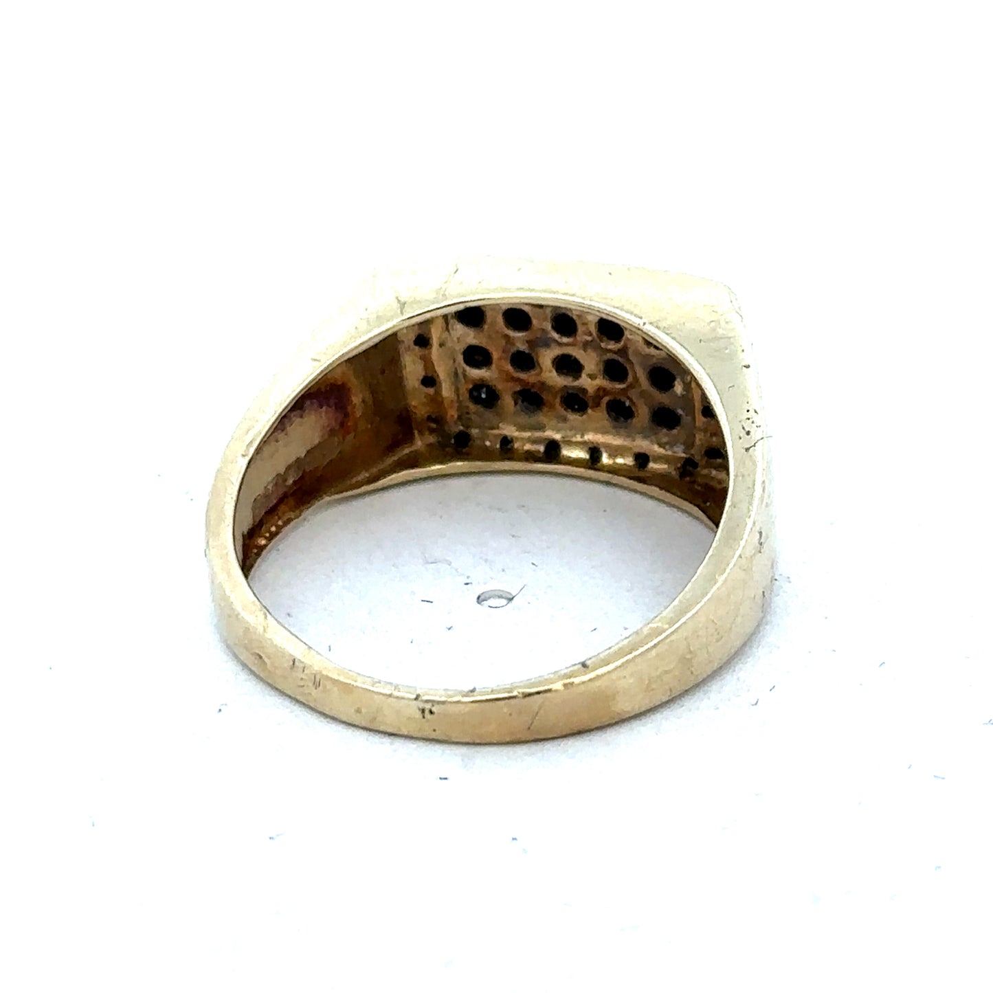 9ct yellow gold diamond ring in size U with sparkling diamonds, crafted by Reeves and Sons, displayed on a neutral background.