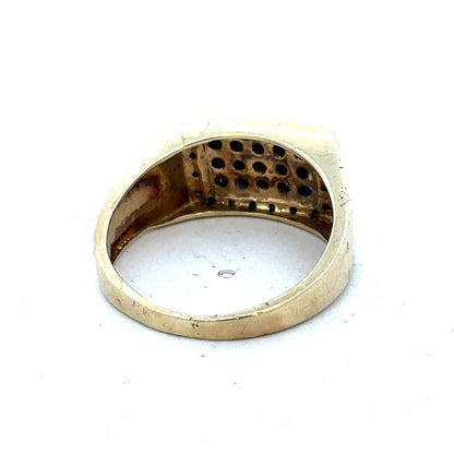 9ct yellow gold diamond ring in size U with sparkling diamonds, crafted by Reeves and Sons, displayed on a neutral background.